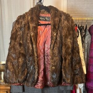 Luxurious Brown VINTAGE MINK REAL FUR CAPE STOLE Jacket | OS